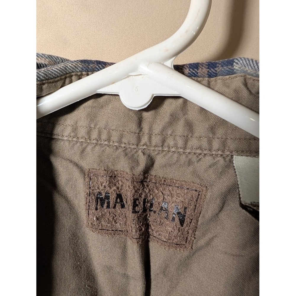 Magellan Sportswear Flannel Shirt Men's L Plaid Blue Beige Cotton‎ Long Sleeve - Picture 4 of 5